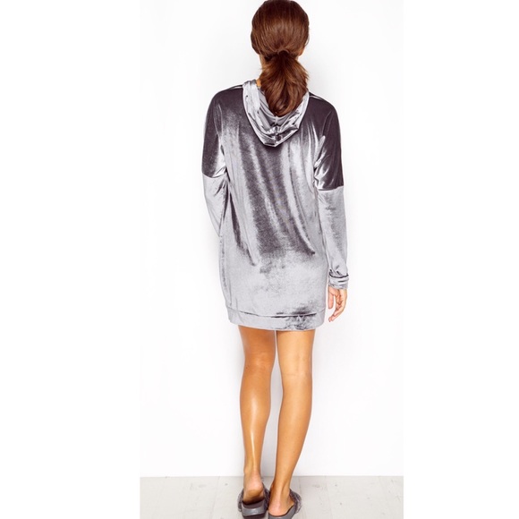 -Silky Purple Velvet Hoodie Dress- - Picture 4 of 5